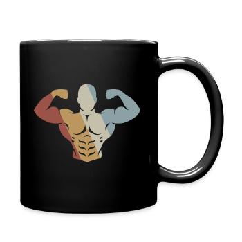 Bodybuilding Double Biceps Retro Style Vintage - Tasse einfarbig - Schwarz - Rechts