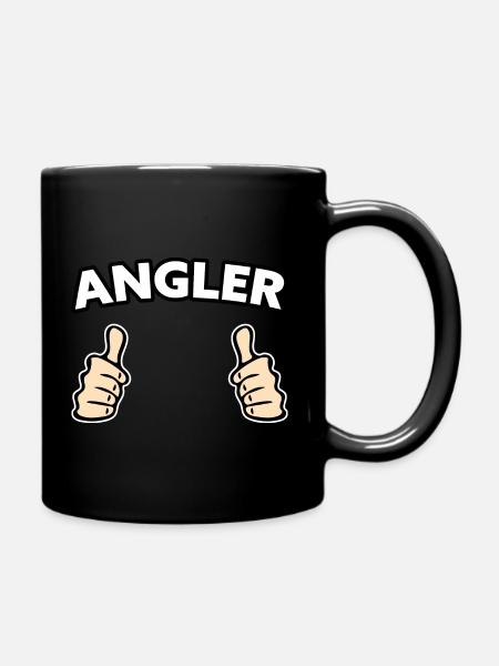 Angler Freizeit Geschenkidee - Tasse einfarbig - Schwarz