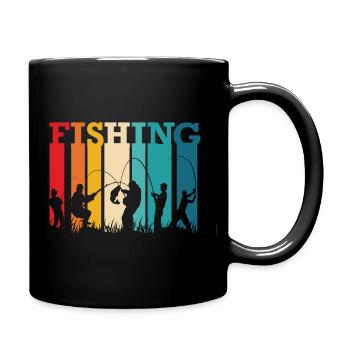 Vintage Fishing Angeln Angler - Tasse einfarbig - Schwarz - Rechts