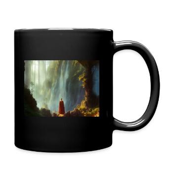 Roi méditant devant la cascade - Mug uni - noir - Droite