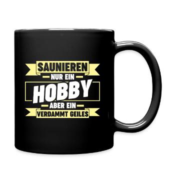 Wellness Saunieren Sauna - Tasse einfarbig - Schwarz - Rechts