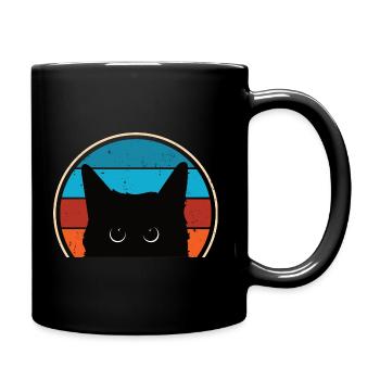 Lustige Katze Blick - Tasse einfarbig - Schwarz - Rechts