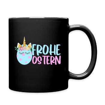Frohe Ostern - Tasse einfarbig - Schwarz - Rechts