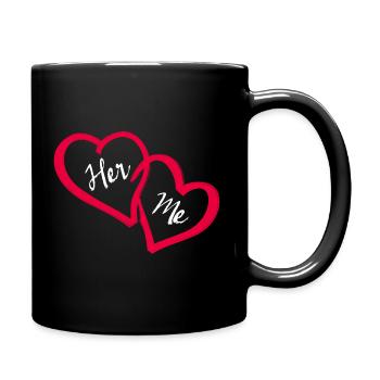 Linked hearts Her and me - Full Colour Mug - black - Right
