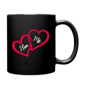 Linked hearts Him me - Full Colour Mug - black - Right