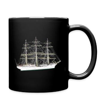 Sailing Ship, Full Ship, Boat, White - Full Colour Mug - black - Right