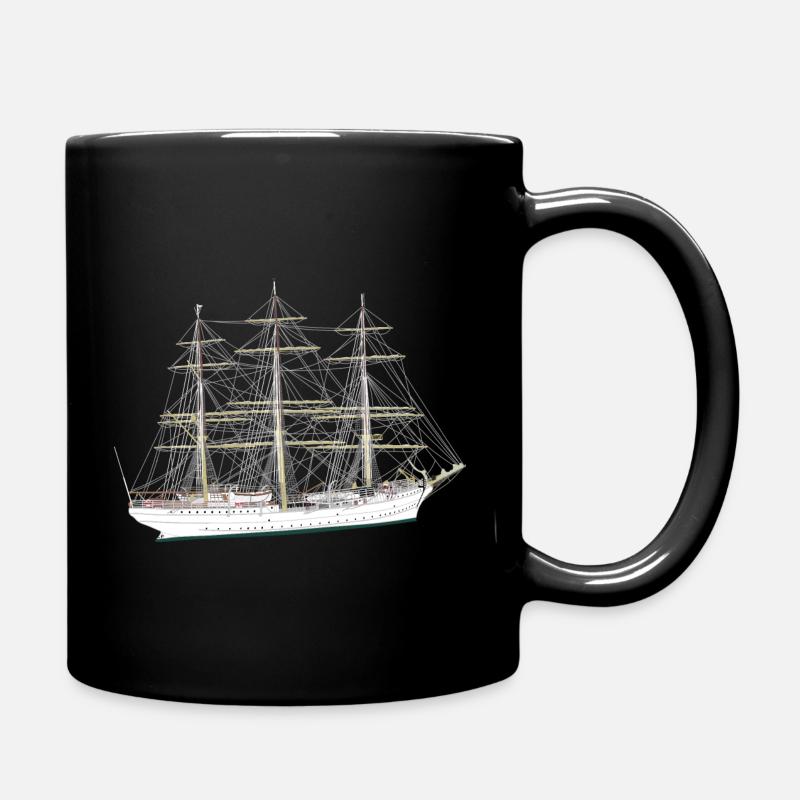 Segelschiff, Vollschiff, Boot, Weiß - Tasse einfarbig - Schwarz