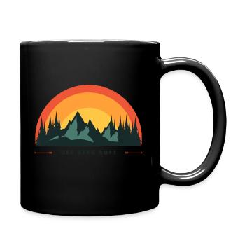 Der Berg ruft - Retro Design - Tasse einfarbig - Schwarz - Rechts