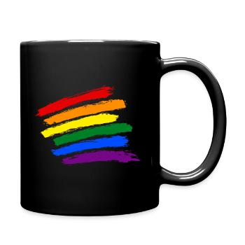 Rainbow Stripes - Tasse einfarbig - Schwarz - Rechts