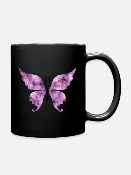 Papillon rose - Mug uni - noir
