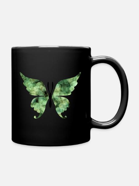 Schmetterling grün - Tasse einfarbig - Schwarz