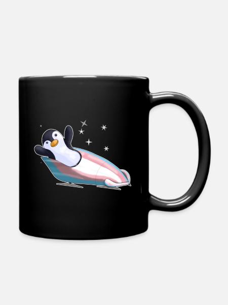 Pinguin im Bob-Trans-Pride - Tasse einfarbig - Schwarz