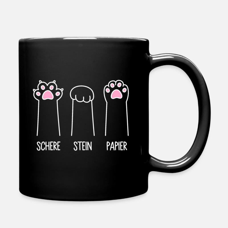 Katze Pfote Katzenpfoten Spiel Schere Stein Papier - Tasse einfarbig - Schwarz