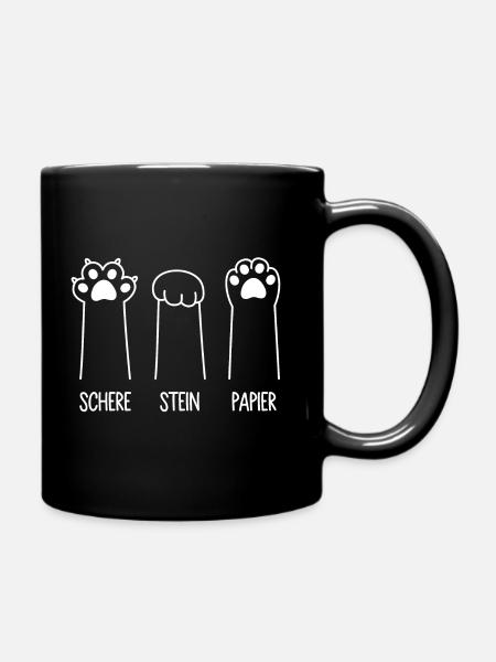 Katzenpfoten Katze Pfote Spiel Schere Stein Papier - Tasse einfarbig - Schwarz