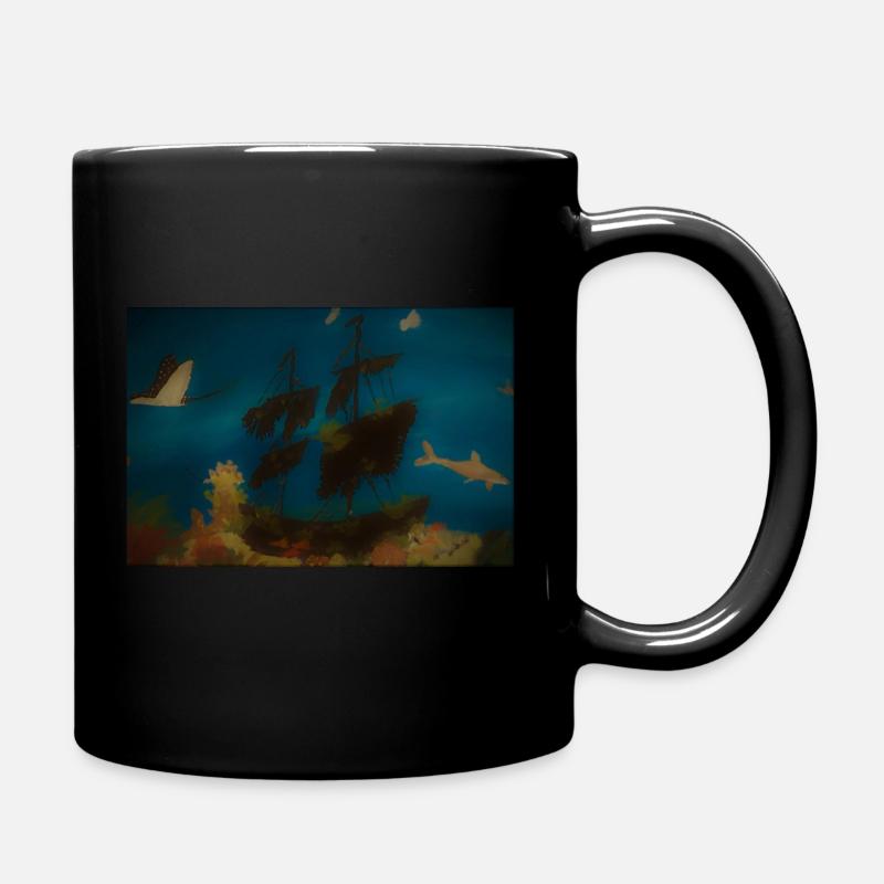 Hai, Schiff, Meer, Rochen - Tasse einfarbig - Schwarz