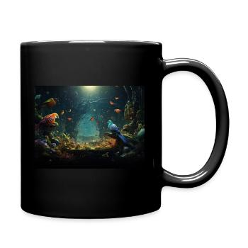 Mystic Birds: A Paradise for Sustainability 🌿🦜 - Full Colour Mug - black - Right