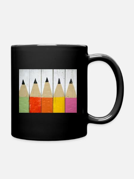 bunte Bleistifte - Tasse einfarbig - Schwarz