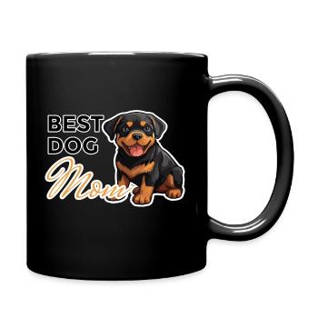 Best DOG MOM mit niedlichem Baby Rottweiler - Tasse einfarbig - Schwarz - Rechts