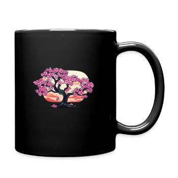 Cherry Blossom Tree Sunset - Anime Shirt - Full Colour Mug - black - Right