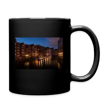 Speicherstadt in Hamburg - Tasse einfarbig - Schwarz - Rechts
