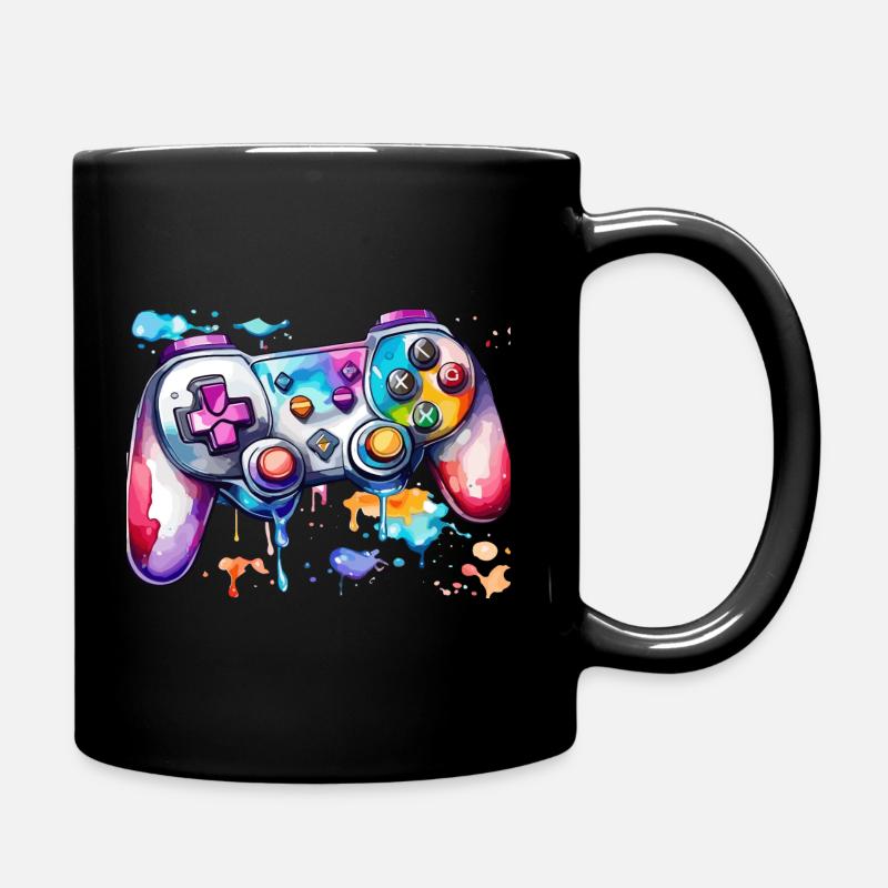 Manette de jeu aquarelle - Mug uni - noir
