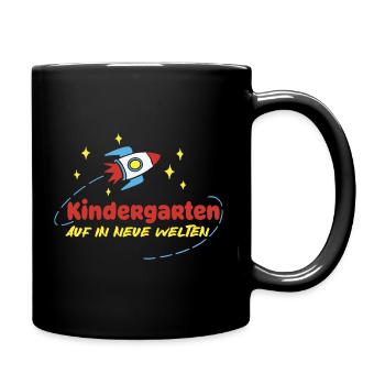 Kindergarten - Auf in neue Welten! - Rakete - Tasse einfarbig - Schwarz - Rechts