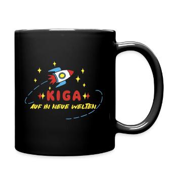 KIGA - Kindergarten - Auf in neue Welten - Rakete - Tasse einfarbig - Schwarz - Rechts