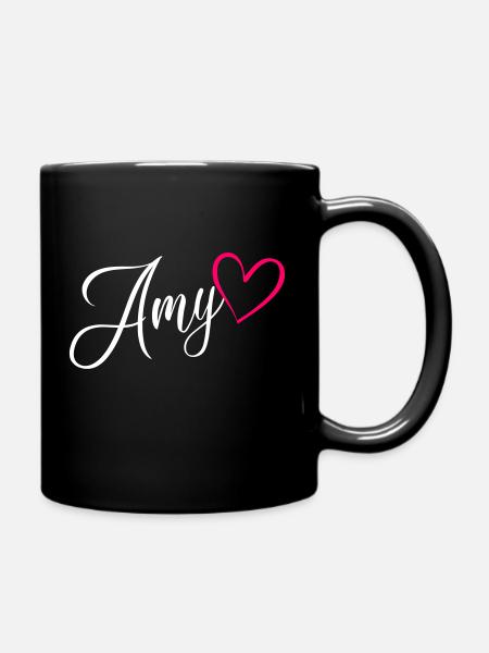 Amy Name Vorname Herz Pink - Tasse einfarbig - Schwarz