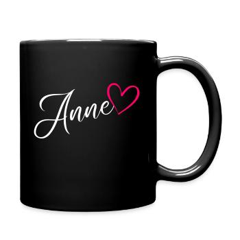 Anne Last Name First Name Heart Pink - Full Colour Mug - black - Right