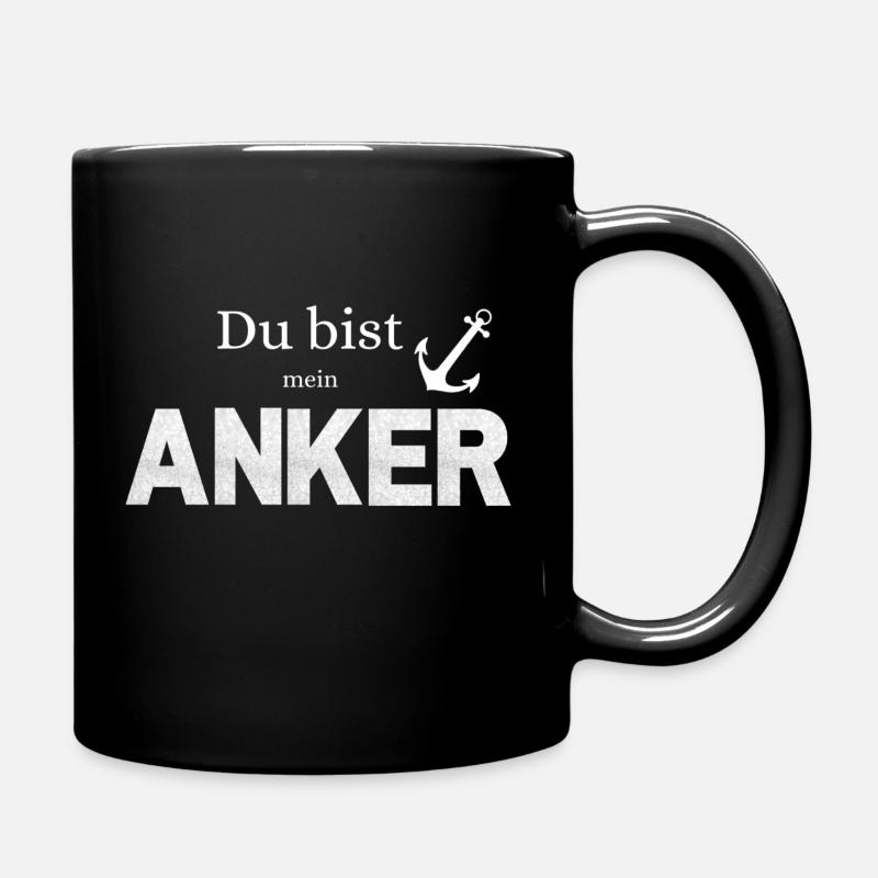 Du bist mein Anker - Tasse einfarbig - Schwarz