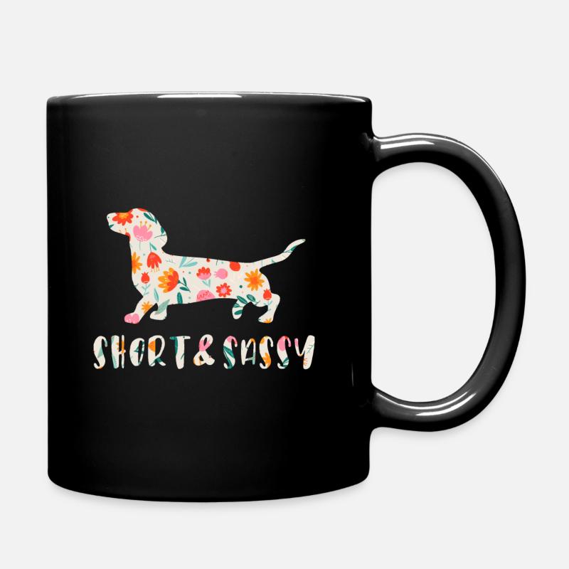 Kleiner und frecher Dackel blumig - Tasse einfarbig - Schwarz