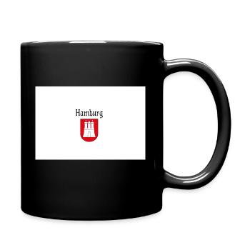 Stadt Hamburg Hintergrund weiß - Tasse einfarbig - Schwarz - Rechts