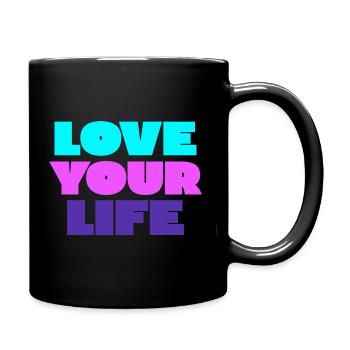 love your life blues colours design - Full Colour Mug - black - Right