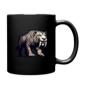 Säbelzahntiger Smilodon Eiszeit Raubtier Großkatze - Tasse einfarbig - Schwarz - Rechts