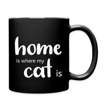 Zuhause ist, wo meine Katze ist - Tasse einfarbig - Schwarz - Rechts