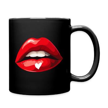 Bouche pulpeuse rouge célibataire / romantique - Mug uni - noir - Droite