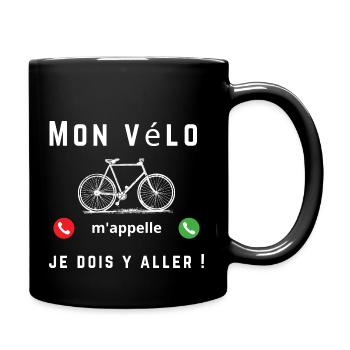 My bike is calling, I have to go! Bike gift - Full Colour Mug - black - Right