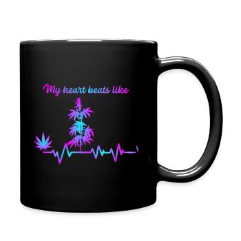 My heart beats like - Tasse einfarbig - Schwarz - Rechts