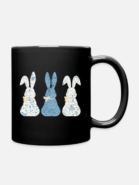 Ostern Hase Osterhasen Oster Kaninchen Bogen - Tasse einfarbig - Schwarz