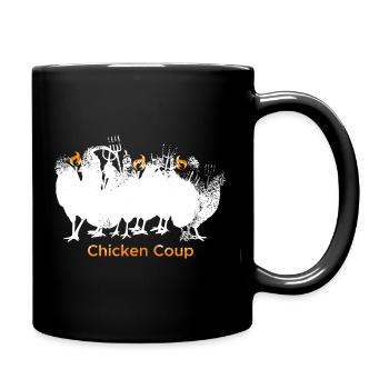 Chicken Coup - Weiße Hühner auf Schwarz - Tasse einfarbig - Schwarz - Rechts