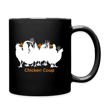 Chicken Coup - Weiße Hühner auf Schwarz - Tasse einfarbig - Schwarz - Rechts
