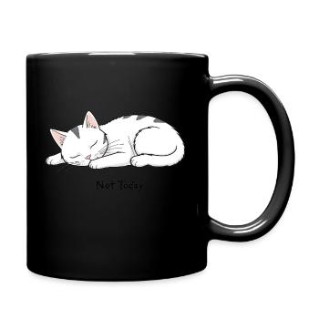 Not Today – Faulheits-Katze mit Haltung - Tasse einfarbig - Schwarz - Rechts