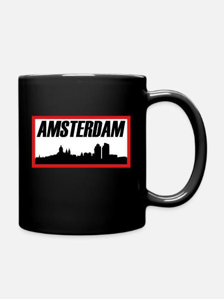 Amsterdam Skyline rouge Square - Mug uni - noir