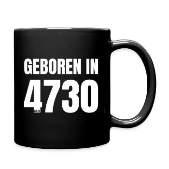 Design 18 – Geboren in 4730 - Tasse einfarbig - Schwarz - Rechts