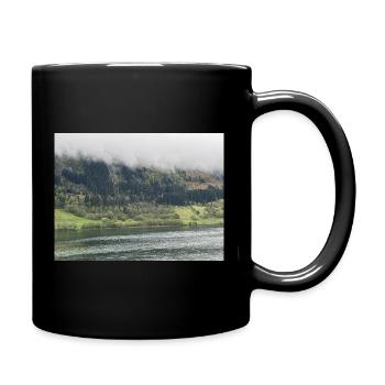 Mystical mountain landscape by the lake - Full Colour Mug - black - Right