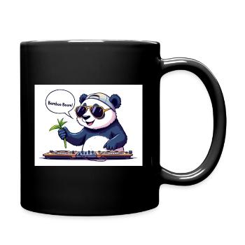 DJ Panda mit Brille und Bambusstab - Tasse einfarbig - Schwarz - Rechts