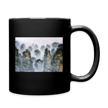 Mystischer Wald Thailnad Gebirge Aquarelle - Tasse einfarbig - Schwarz - Rechts