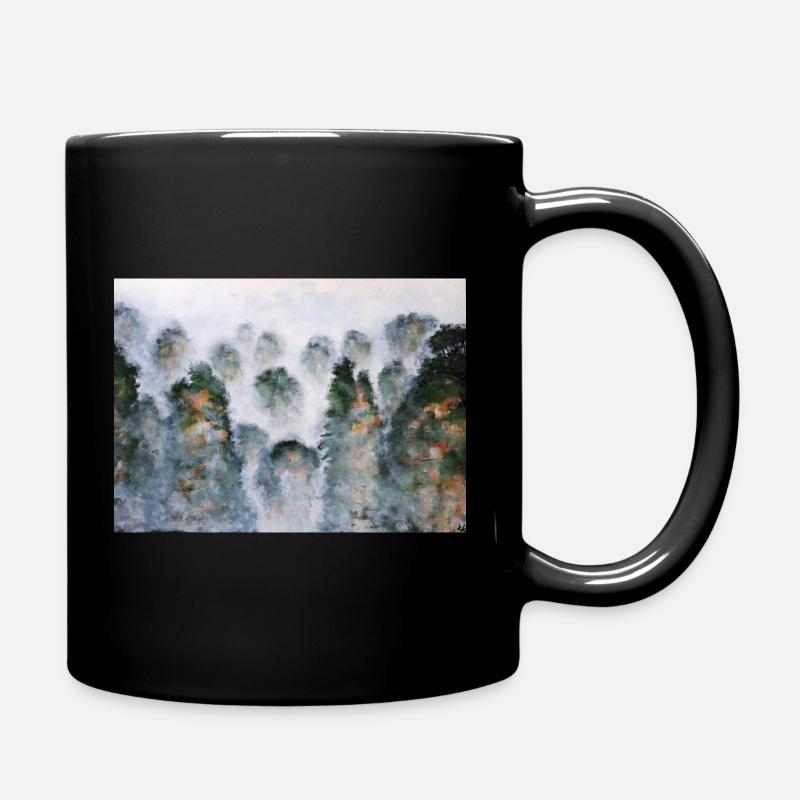 Mystischer Wald Thailnad Gebirge Aquarelle - Tasse einfarbig - Schwarz