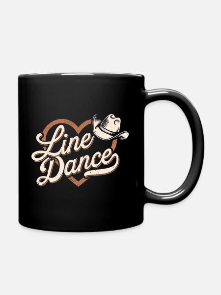 Linedance Herz mit Cowboyhut Design - Tasse einfarbig - Schwarz