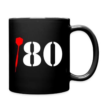 Dart 180 Saying "One Hundred and Eighty!" Triple 20 - Full Colour Mug - black - Right